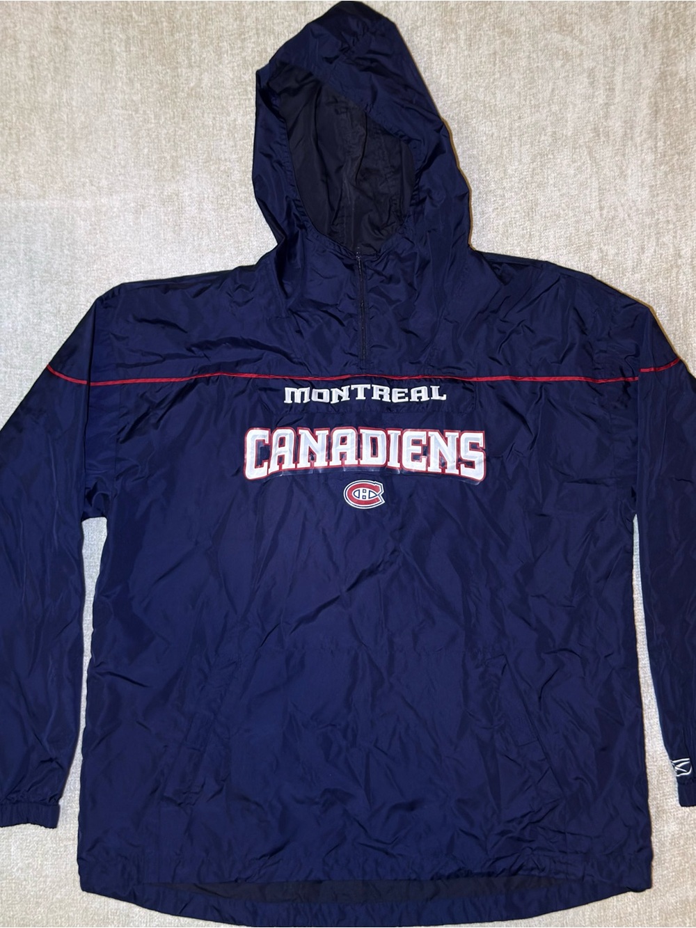 CCM Montreal Canadiens NHL Hooded Pullover Windbreaker Jacket Size Large